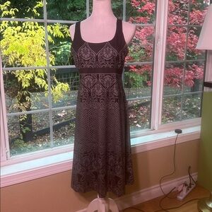 Prana Black and Gray Patterned Dress